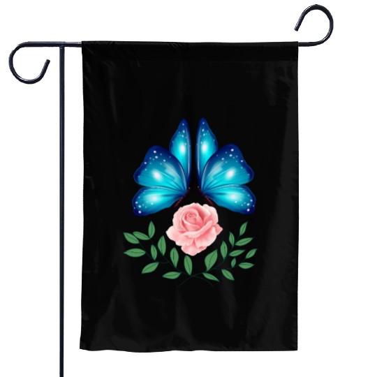 Butterfly. Flower. Rose. Joy. spring. Spring break Garden Flags