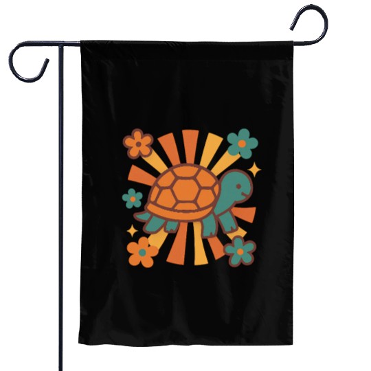 Retro Turtle Vibes Garden Flags