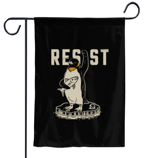 Funny Protest Against Tariffs Resist Penguin Garden Flags