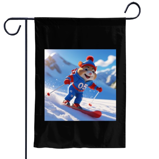 Hamster climbing the mountains cute Garden Flags