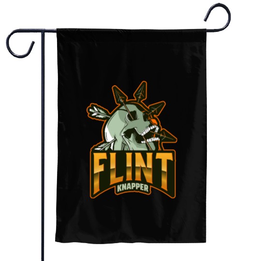 Flint Knapper Skull and Arrows Garden Flags