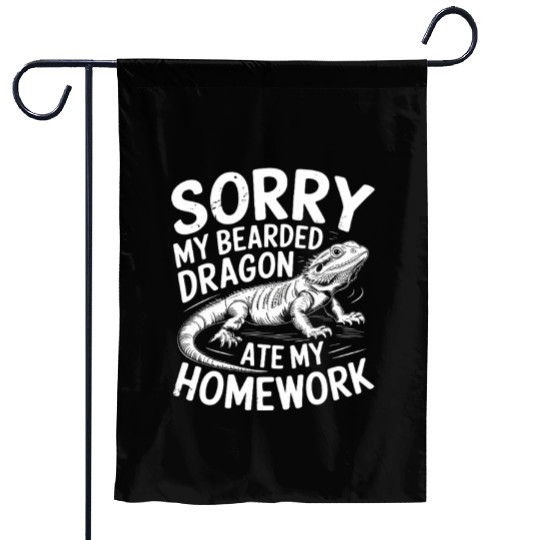 Funny Pogona Reptile Ate My Homework Bearded Garden Flags