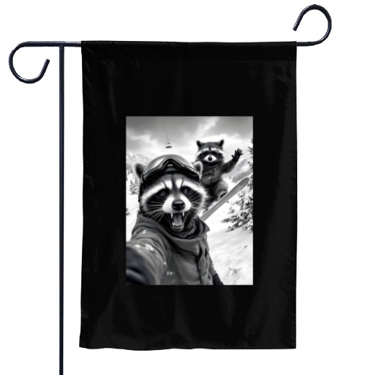 Feral Racoon Ice Cream Raccoon Selfie Garden Flags