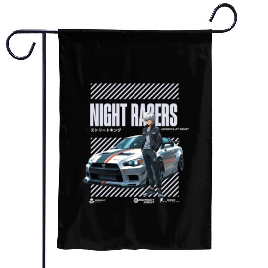 Night Racers - Legends at Night Garden Flags