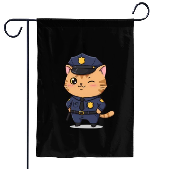 Paw-sitive Law Enforcement – Funny Cat Cop Garden Flags