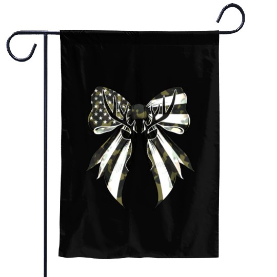 Coquette Bow Deer Hunting Camouflage US Flag Pride Garden Flags