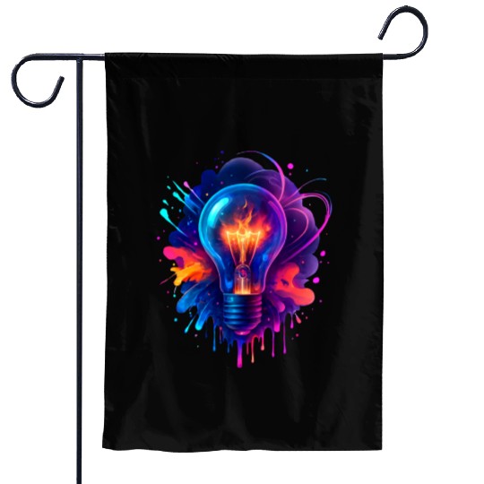 Creative Light Bulb with Neon Splash Garden Flags