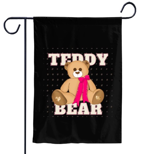 Teddy Bear With A Pink Bow Garden Flags
