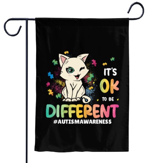 Support Autistic Adults Kids Autism Different Cat Garden Flags