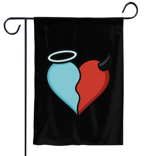 Divided Heart Good and Evil Contrast Angel, Devil Garden Flags