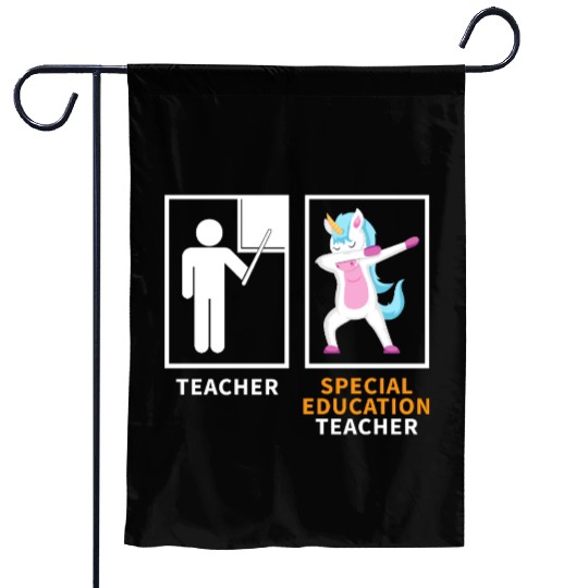 Special education teacher dabbing unicorn Garden Flags
