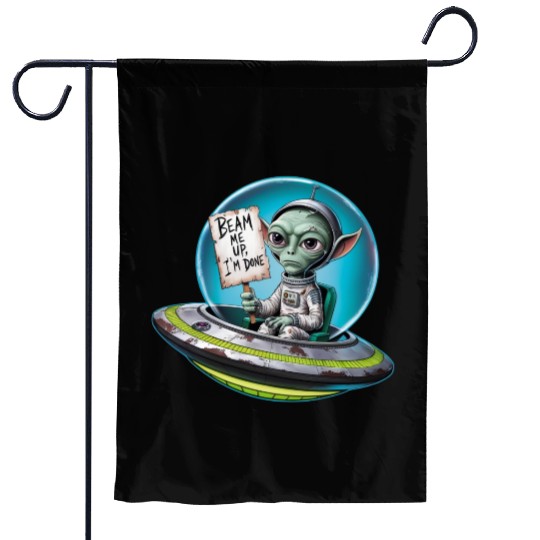 UFO Mars beam me up Allien Garden Flags