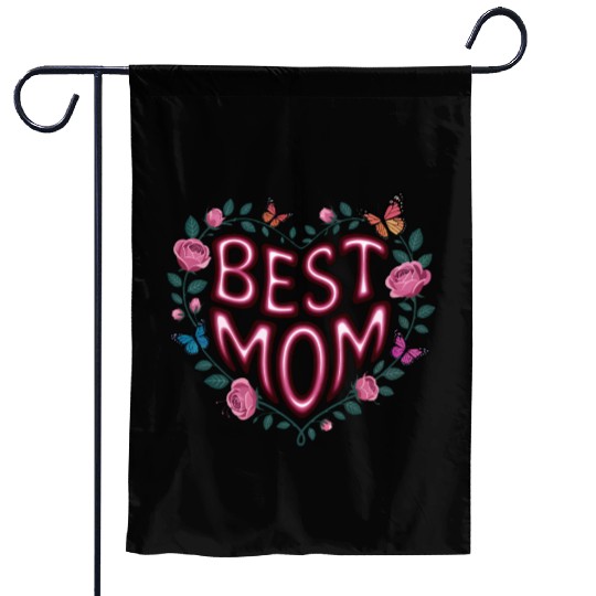 Trendy Best Mom Ever, Mother's Day Heart Floral Garden Flags