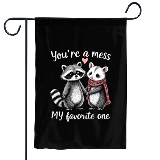 Feral Design Love Couple Possum Opossum Raccoon Garden Flags