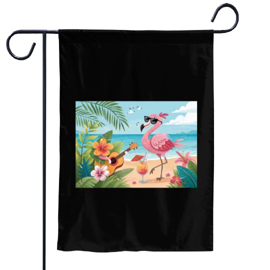 Tropical flamingo party Garden Flags