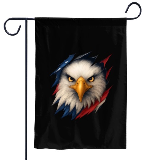 Fierce American Eagle Ripped Design Garden Flags