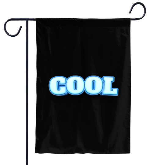 COOL Ice Blue Bold Text Garden Flags