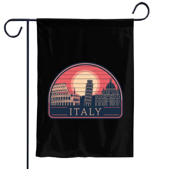 Iconic Italy Landmarks at Sunset Garden Flags