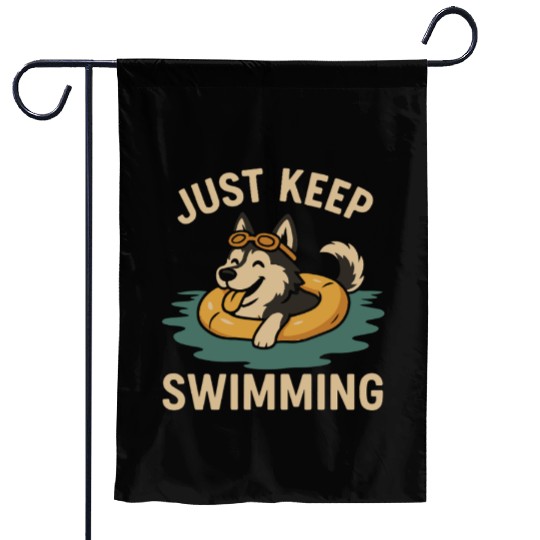 Just Keep Swimming – Husky Summer Vibes Garden Flags