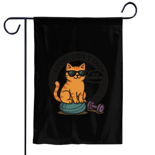 Stay Pawsitive – Adopt Don’t Shop Cat Design Garden Flags