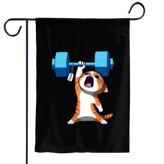 Workout Strength! Tiny Warrior Cat Huge Muscles. Garden Flags