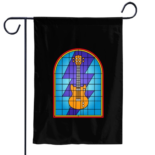 Stained Glass Art Electric Guitar Garden Flags