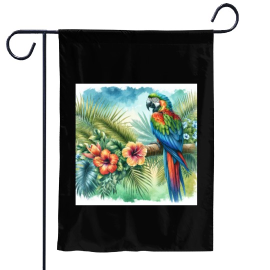 Majestic Macaw Parrot Garden Flags
