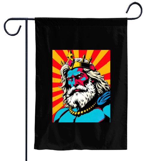 Bold Pop Art Zeus – Colorful Greek God Illustratio Garden Flags
