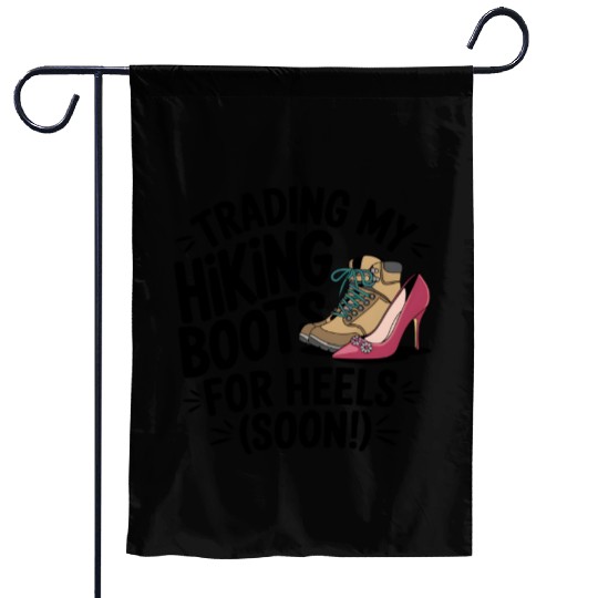 Trading Boots for Heels - Camp Bachelorette Party Garden Flags
