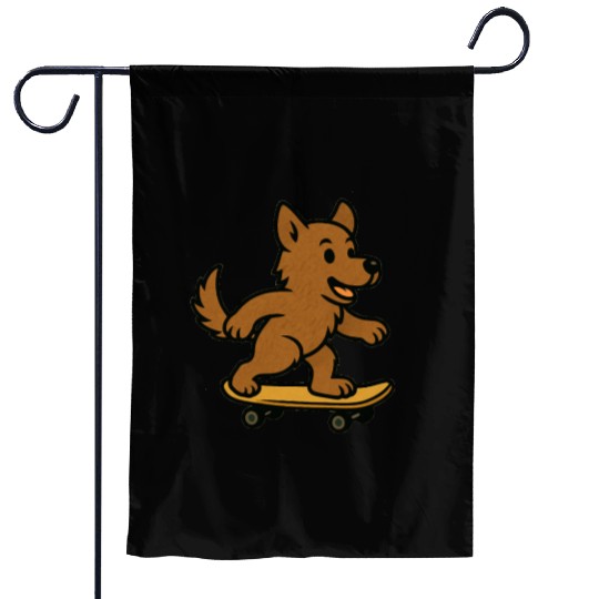 Cute Dog riding Skateboard Garden Flags