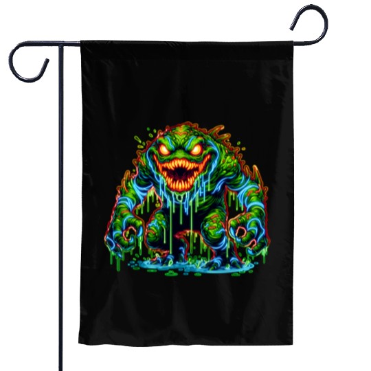 Neon Swamp Beast – Toxic Terror Garden Flags