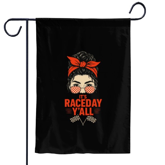 Retro Race Day Vibes for Women with Sunglasses Garden Flags