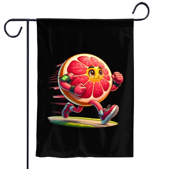 Running Grapefruit Power – Sporty Citrus in Motion Garden Flags