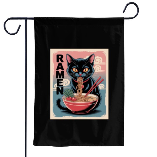 Ramen Cat Japanese Style Garden Flags