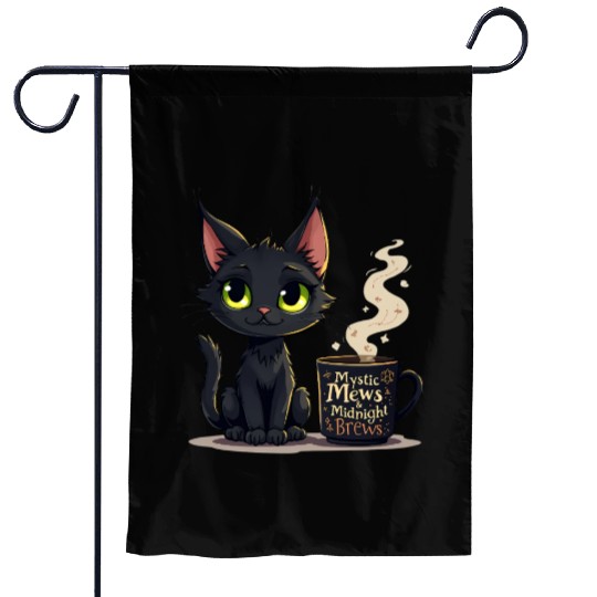 Mystic Mews & Midnight Brews - Black Cat & Magic Garden Flags