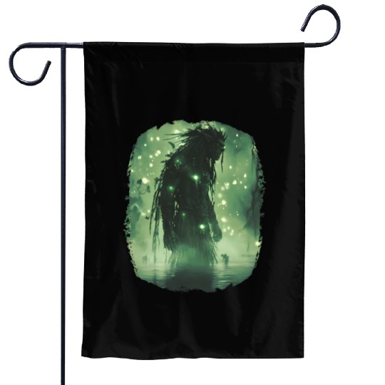 Swamp Demon with Glowing Aura and Haunt Magic Garden Flags