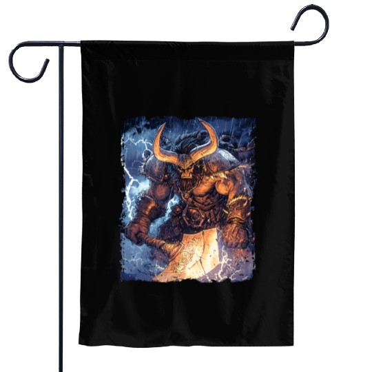 Storm Warrior with Axe and Primal Fury Garden Flags