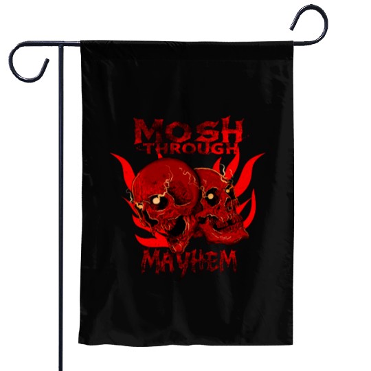 Mosh Through Mayhem Skull Design Garden Flags