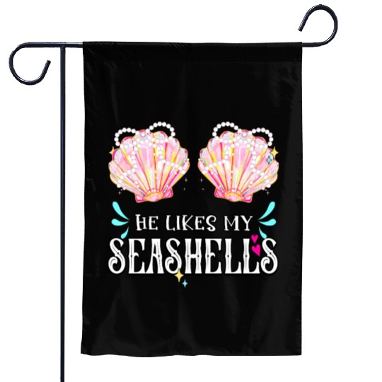 She likes my Seashells summer crusin couple love Garden Flags