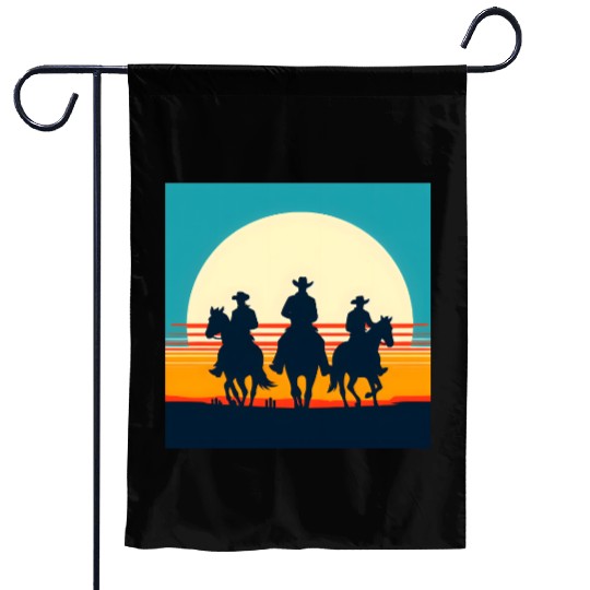 Wild West Sunset Cowboy Garden Flags