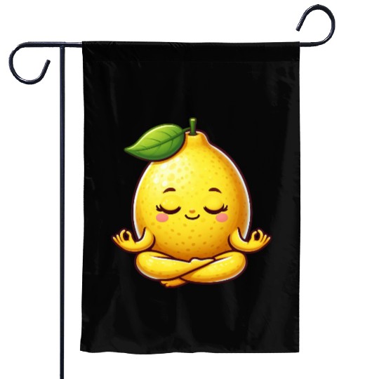 Cute lemon yoga meditation relaxation cartoon Garden Flags