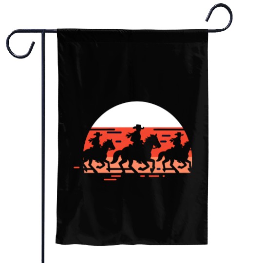 Cowboy Sunset Silhouette Garden Flags