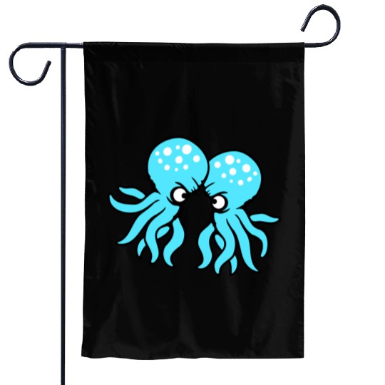 2 Octopus friends Two fighting enemies Rivals Team Garden Flags