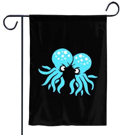 2 Octopus friends Two fighting enemies Rivals Team Garden Flags