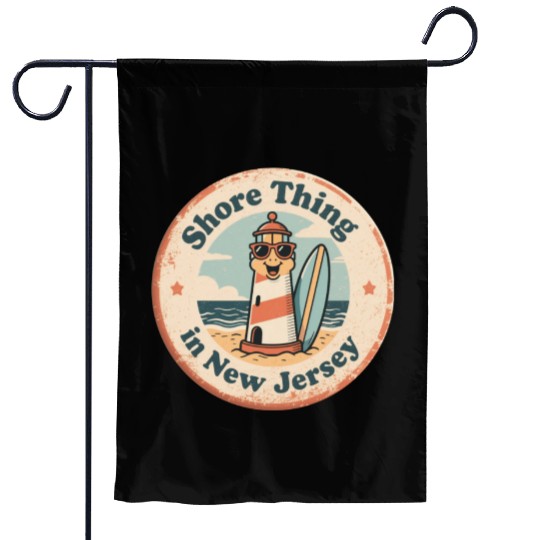 Beach Vibes_ New Jersey Shore Lighthouse Vintage Garden Flags
