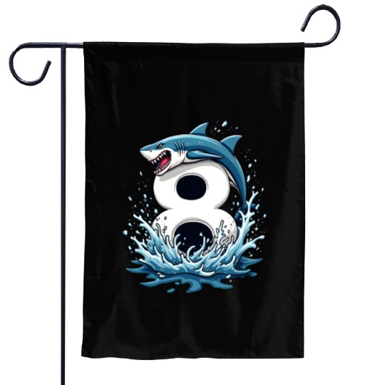 Shark Children Birthday Number 8 Splash Garden Flags