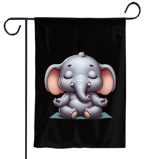 Cute elephant yoga meditation relaxation peace Garden Flags