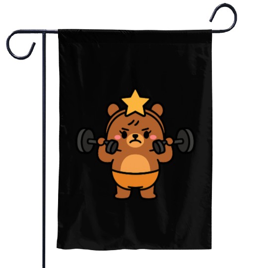 Built Different Bear Quirky Workout Character Garden Flags