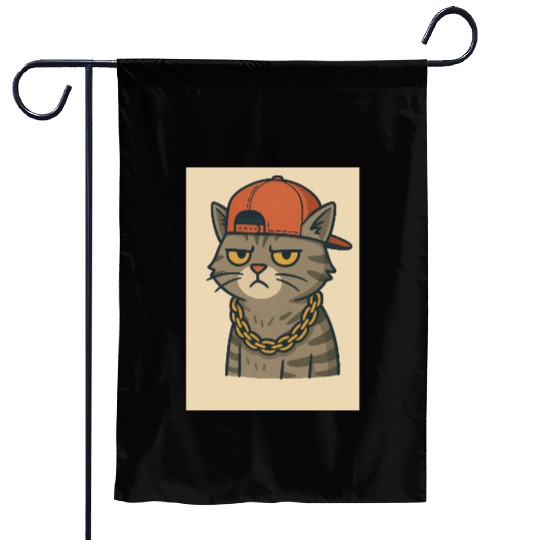 Urban Cat Gangster Illustration Garden Flags