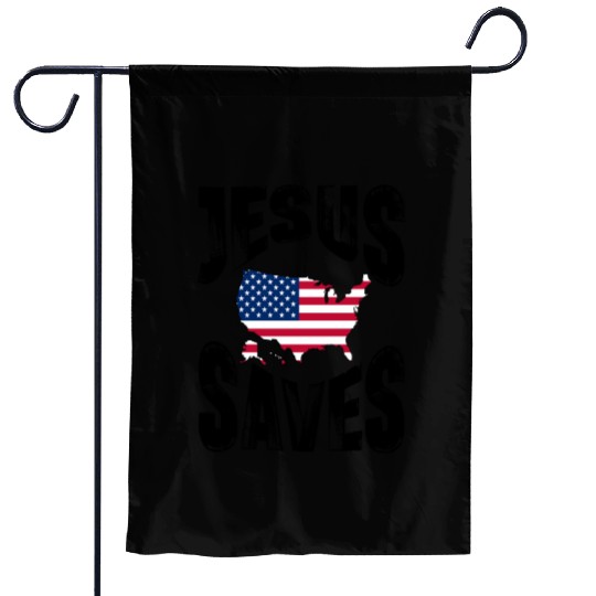 Jesus Saves USA Garden Flags